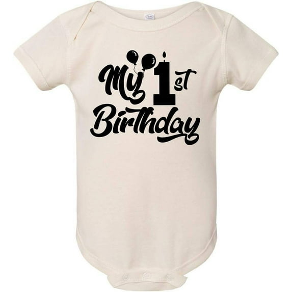 Custom Apparel House My First Birthday Baby Onesie - Baby Boys My 1st Birthday Bodysuits Shirts and Outfits Natural