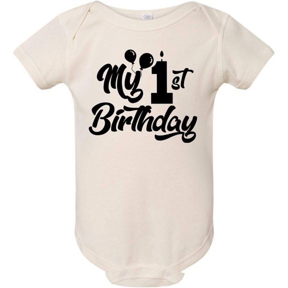 Custom Apparel House My First Birthday Baby Onesie - Baby Boys My 1st Birthday Bodysuits Shirts and Outfits Natural