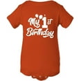 thumbnail image 1 of Custom Apparel House My First Birthday Baby Onesie - Baby Boys My 1st Birthday Bodysuits Shirts and Outfits Orange, 1 of 4