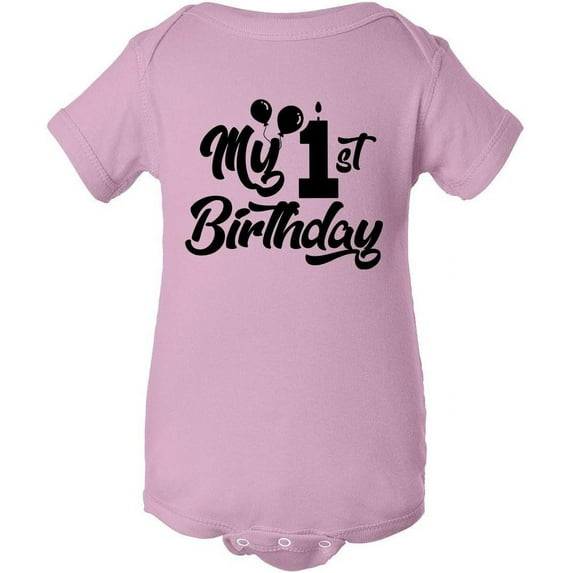 Custom Apparel House My First Birthday Baby Onesie - Baby Boys My 1st Birthday Bodysuits Shirts and Outfits Pink
