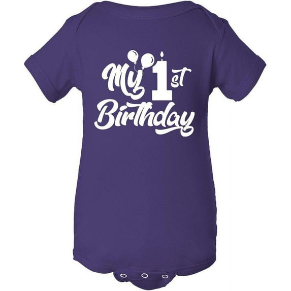 Custom Apparel House My First Birthday Baby Onesie - Baby Boys My 1st Birthday Bodysuits Shirts and Outfits Purple