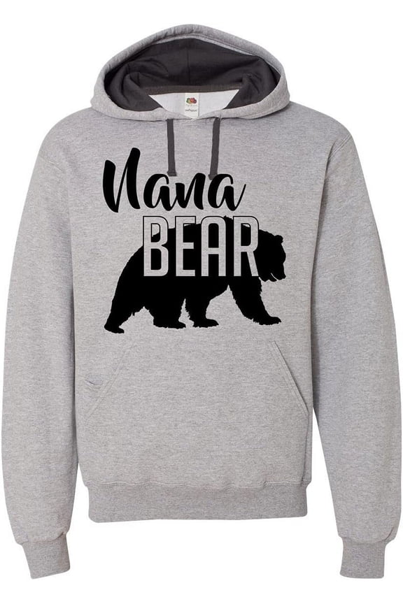 Nana Bear Hoodie Grandma Mom Women Family Bear Design Soft Hoodie Adult Pullover Sweatshirt, Athletic Heather, L