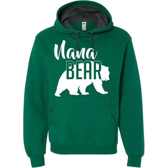 Custom Apparel House Nana Bear Hoodie Grandma Mom Women Family Bear Design Soft Hoodie Adult Pullover Sweatshirt, Clover, M