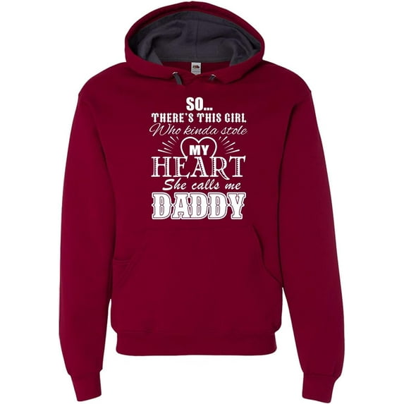 Custom Apparel House So Theres This Girl who Kinda Stole My Heart she Calls me Daddy Hoodie Adult Men's Sweatshirt Cardinal
