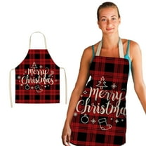 Custom Apron 1pc Parent adult the Family Kitchen Christmas Print Linen Family Aprons Aprons With Pockets Multi-color