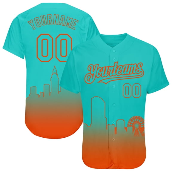 Custom Aqua Orange 3D Miami City Edition Fade Fashion Authentic Baseball Jersey - Hot Sale
