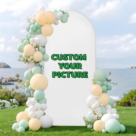Custom Arch Backdrop Cover (5.9FT & 2.6FT), Stretchy Personalized Arch Stand Cover, Wedding Birthday Baby Shower Party Decorations Backdrop