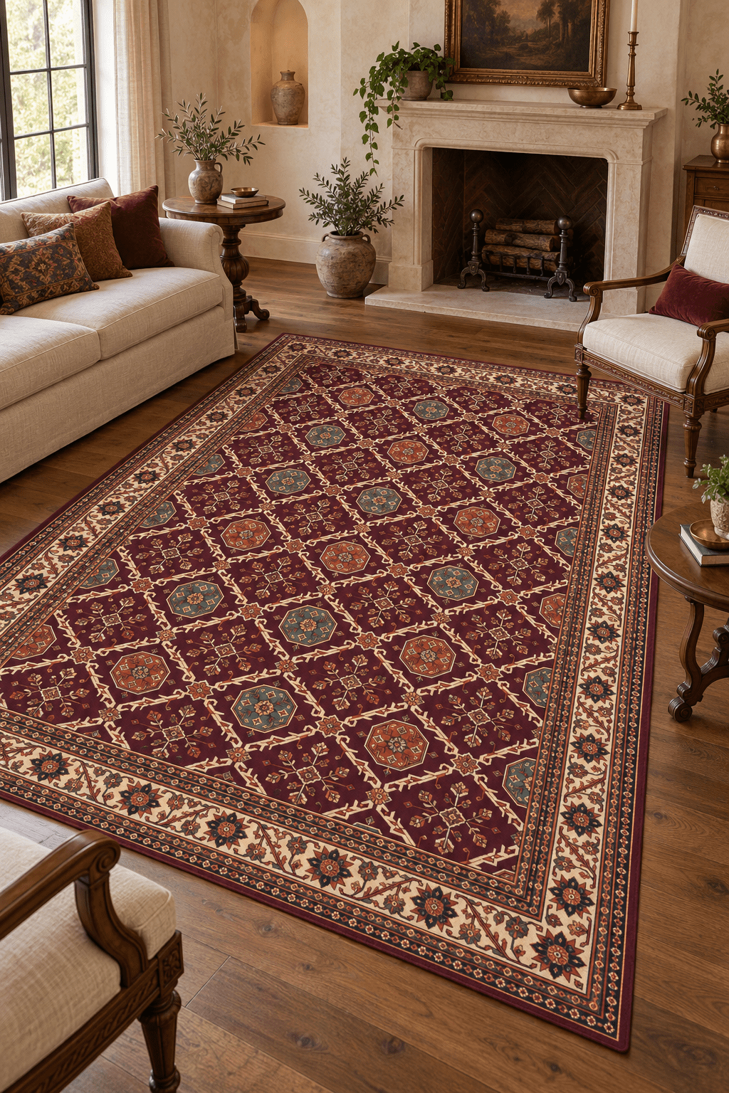 Antique Agra Jail Area Rug Non-Slip Low Pile Traditional Modern Rug ...