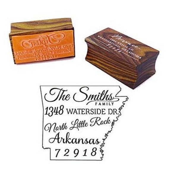 Custom Arkansas State Map Wood Mounted Rubber Stamp Return Address Stamp Gift Idea Gift