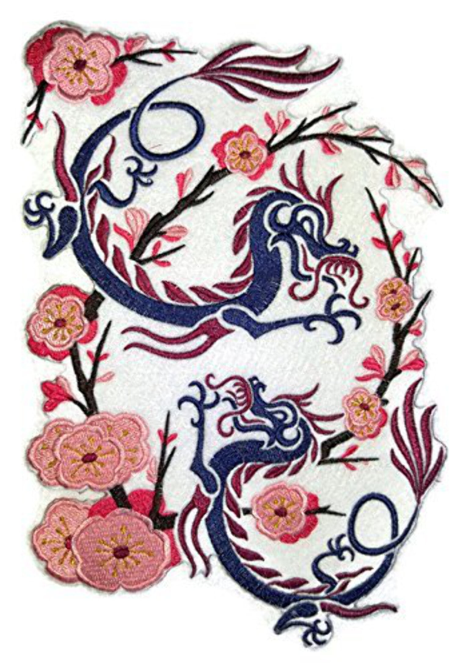 Custom Asian Dragon Embroidered Iron on/Sew Patch [10" X 7.5"]