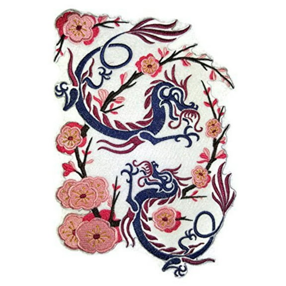 Custom Asian Dragon Embroidered Iron on/Sew Patch [10" X 7.5"]