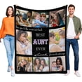thumbnail image 1 of Custom Aunt Blanket, Gift for Aunt Mothers Day Customized Blankets with Photos, Birthday Gifts for Aunt, Best Aunt Ever Personalized Flannel Blanket with Photos Blankets, 1 of 5
