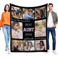 thumbnail image 1 of Custom Aunt Blanket, Gift for Aunt Mothers Day Customized Blankets with Photos, Birthday Gifts for Aunt, Best Aunt Ever Personalized Flannel Blanket with Photos Blankets, 1 of 5