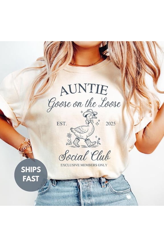 Custom Aunt Social Club Shirt, Auntie Goose On the Loose Retro TShirt, Auntie Shirt, Cool Aunts Club Tee, New Auntie Gift,Funny Goose Shirt