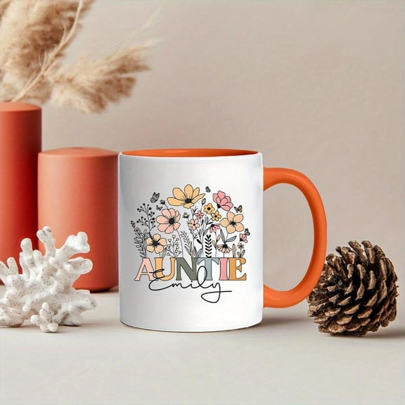 Custom Auntie Coffee Mug Wildflowers Mug Auntie Personalized Auntie Cup Mothers Day Birthday Auntie Christmas Idea New Aunt Gifts Custom Aunt 11oz Cer