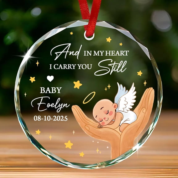 Custom Baby Angel Memorial Ornament 2025, Baby Christmas in Heaven Glass Ornament, Personalized Infant Loss Remembrance Ornaments Keepsake, Loss of Baby Sympathy Bereavement Gifts for Dad Mom