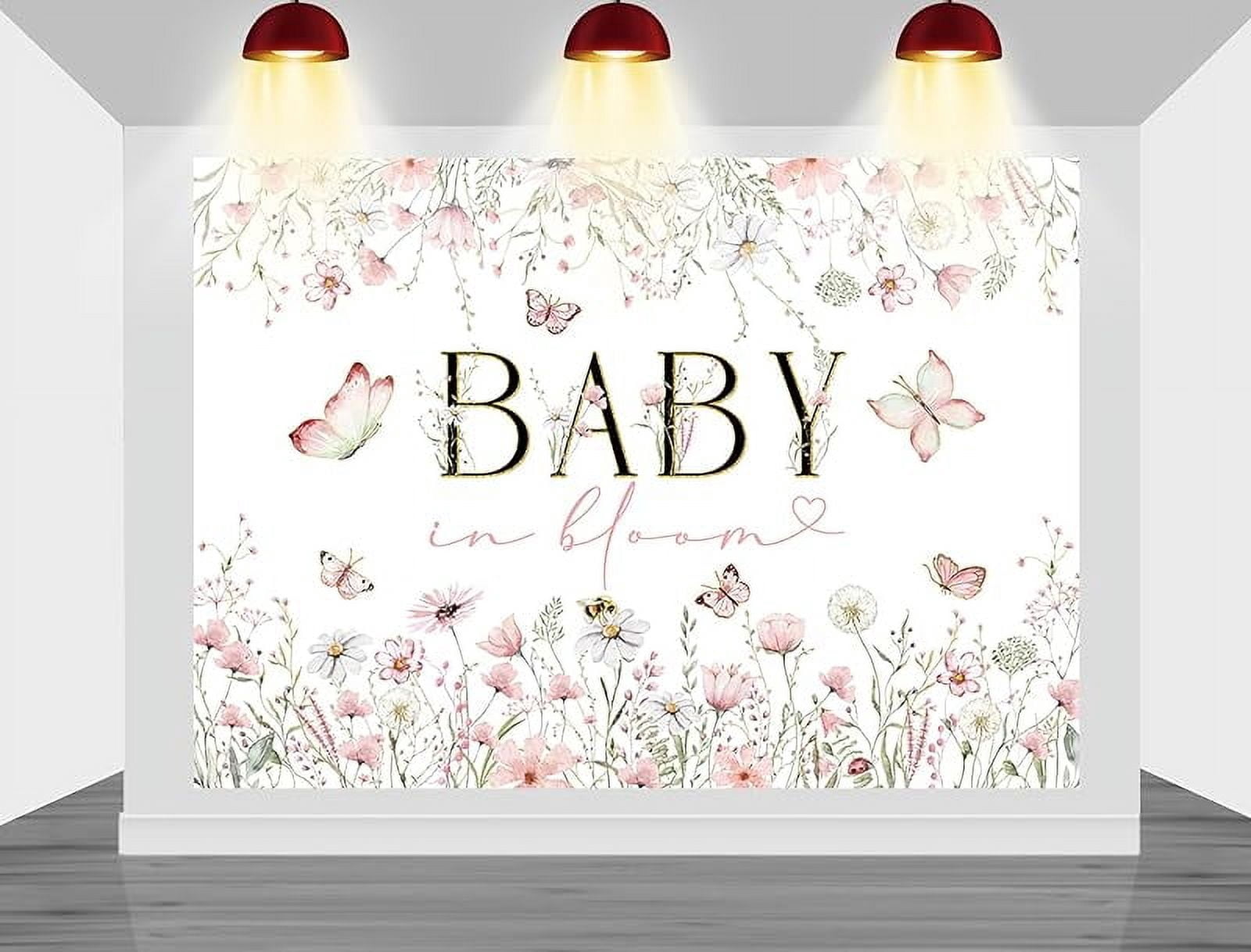 Pink Floral Monstera Custom Baby Shower Backdrop