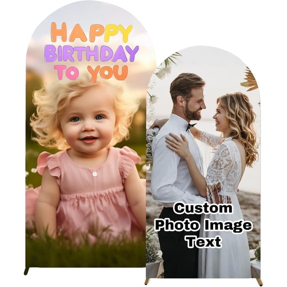 Custom Backdrop Personalized Print Arch Covers Customized Arch Backdrop Cover with Photo Text for Party Wedding Holiday Birthday Graduation
