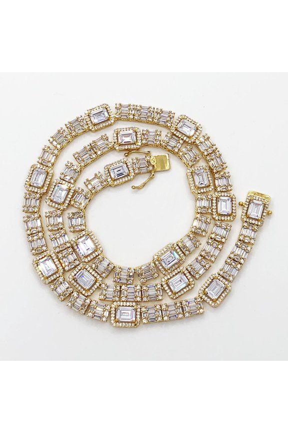 Custom Baguette Cluster Bling Bling CZ Iced Out Chain