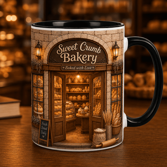 Custom Bakery Ceramic Mugs, Bookstore Accent Personalized Gift for Bakers