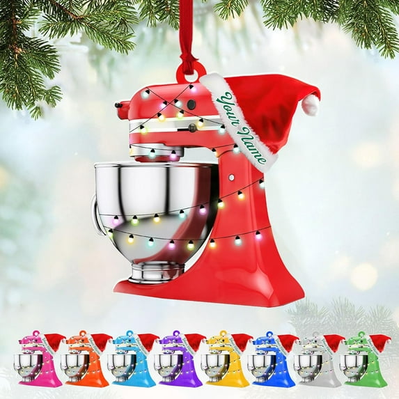 Custom Baking Mixer Lights 2D Flat Ornament Customized Stand Mixer Mica Christmas Ornaments Love Cooking Xmas Keepsake Gift Ideas Gifts for Chef Lovers Gift (BM2) - 3365 (Red)
