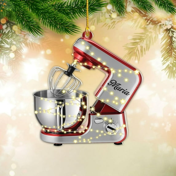 Custom Baking Mixer Lights 2D Flat Ornament Customized Stand Mixer Mica Christmas Ornaments Love Cooking Xmas Keepsake Gift Ideas Gifts for Chef Lovers Gift (CBM1) - 3358 (Red)
