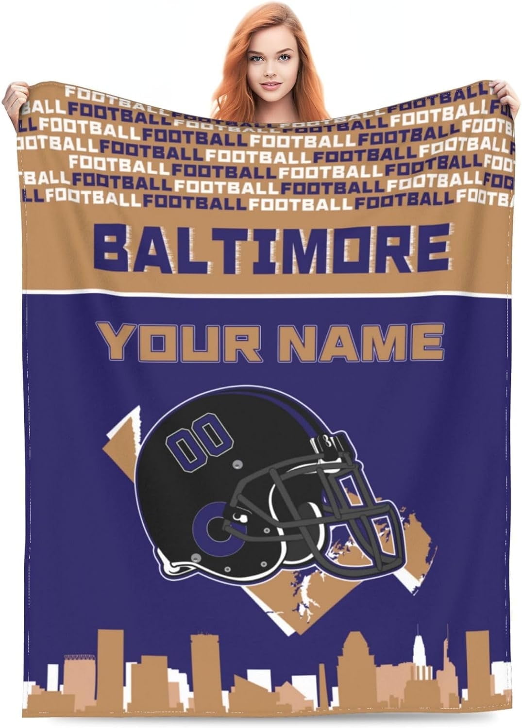 Rgubvui Ctom Football Blankets Personalized Name