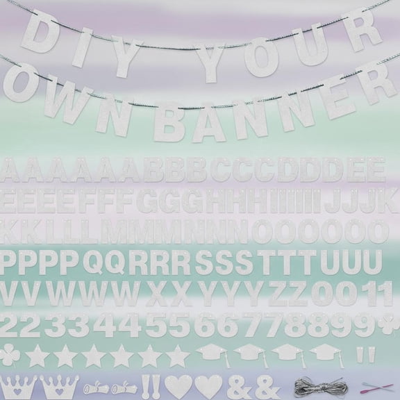 Custom Banner Glitter DIY Letter Banners Personalized Banner for Birthday Congratulations Wedding Party Silver