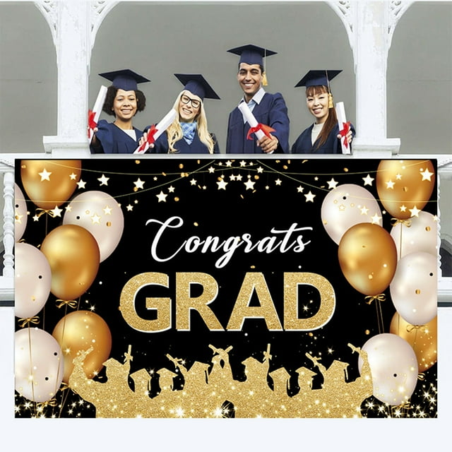 Custom Banners And Signs Customize Black And Gold Graduation Banner ...