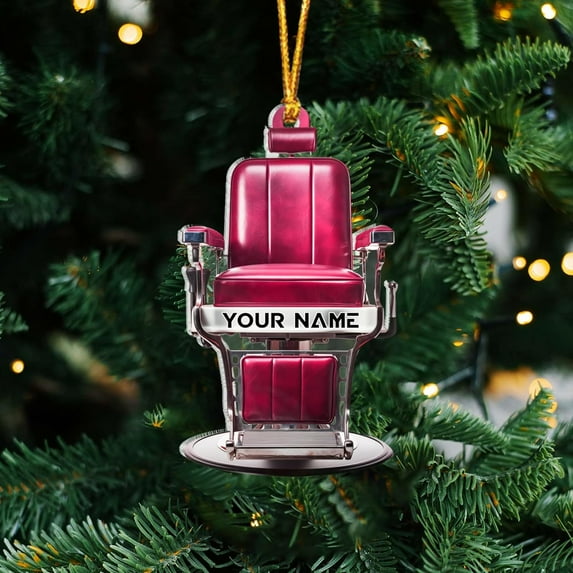 Custom Barber Ornament Barber Shop Barber Ornaments for Chirstmas Tree Personalized Barber Uniform Ornament Barber Chair Ornament Hair Salon Ornament Gift for Barber (barber1) - 3363 (Pink)