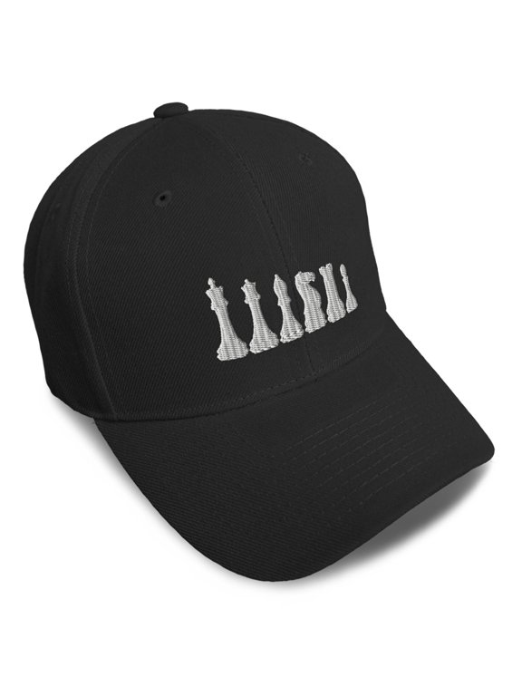 Custom Baseball Cap Chess Set White Embroidery Chess Acrylic Dad Hats for Men & Women Black Design Only