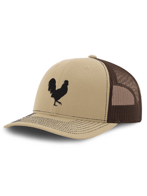 Custom Baseball Cap Rooster Shadow Cock Silhouette Embroidery Polyester Mesh Baseball Cap Snapback Khaki Coffee Design Only