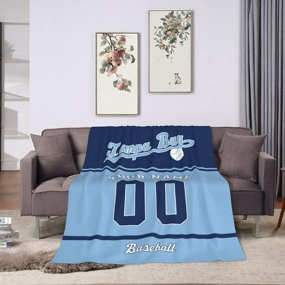 Custom Baseball City Plush Throw Blanket Personalized Any Name and Number for Men Women Youth Gift