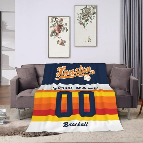 Custom Baseball City Plush Throw Blanket Personalized Any Name and Number for Men Women Youth Gift
