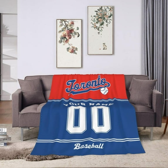 Custom Baseball City Plush Throw Blanket Personalized Any Name and Number for Men Women Youth Gift