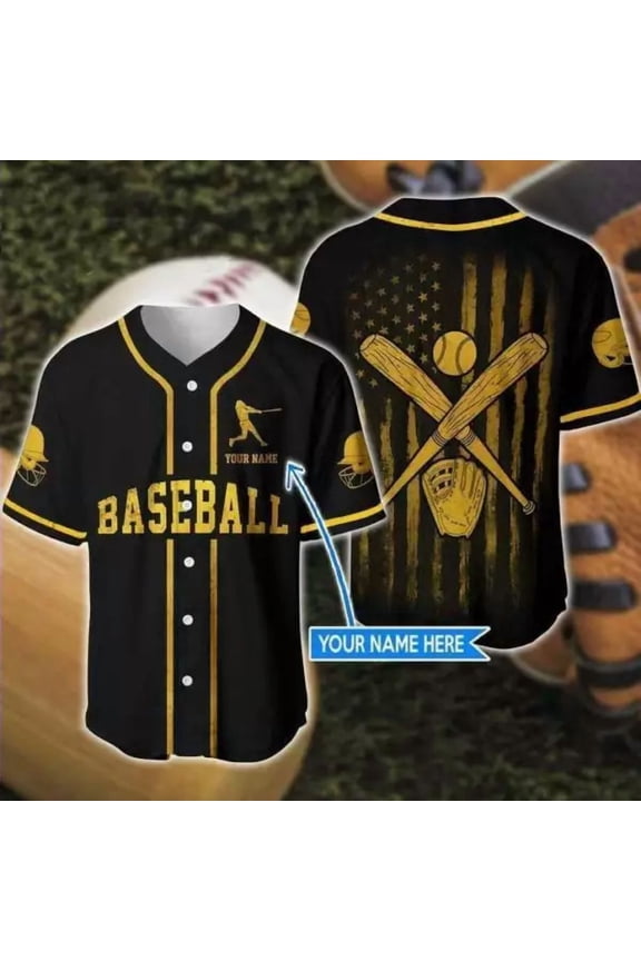 Custom Baseball Golden Flag Baseball Tee Jersey Shirt Printed 3D - Hot Sale 2026