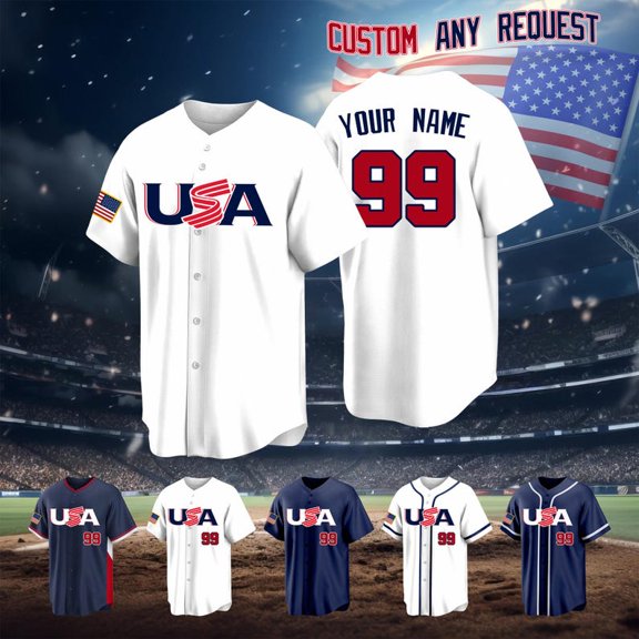 Custom Baseball Jersey Personalized Name Number USA Uniform shirt