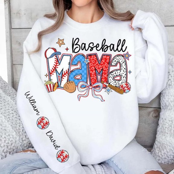 Custom Baseball Mama Sweatshirt, Baseball Coquette Bow Shirt, Baseball Grandma Mimi Nana Sweatshirt, Baseball Game Day Shirt, Brushstroke Bow Sweatshirt