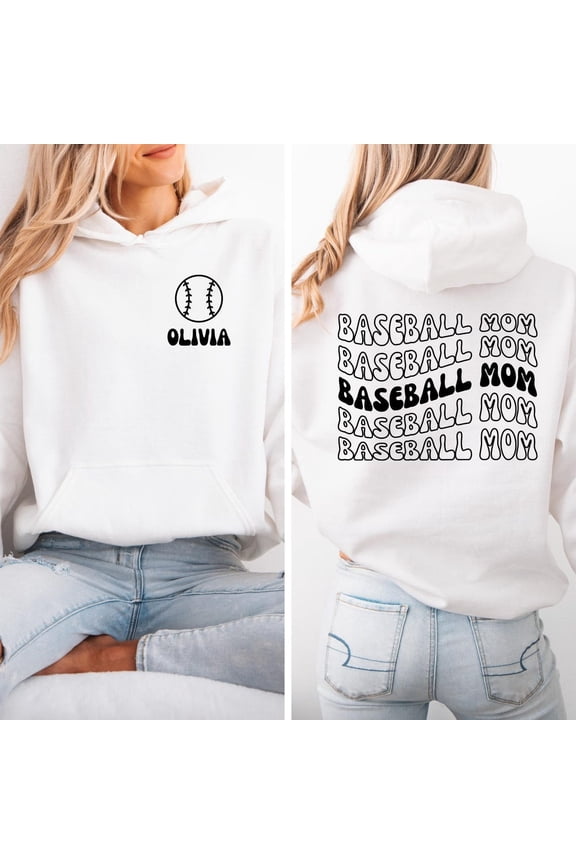 Custom Baseball Mom Hoodie, Personalized Game Day Pullover, Unisex Baseball Mama Hoody, Cheer Mom Mothers Day Gift