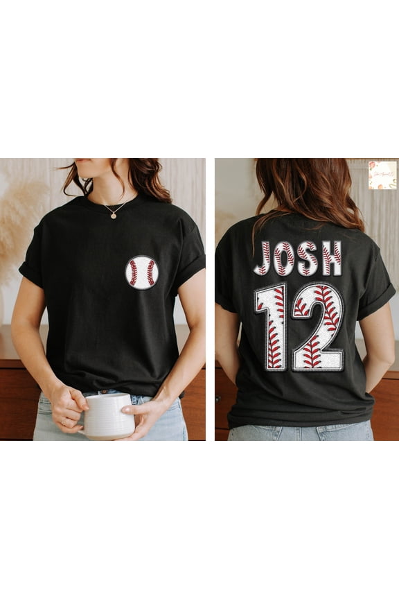 Custom Baseball Name Number Shirt Double Sided Game Day Tee