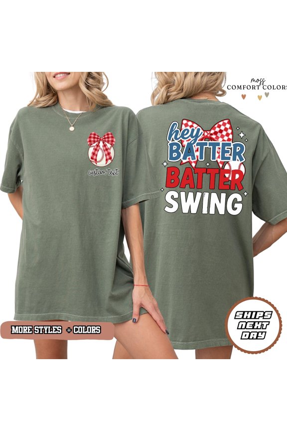 Custom Baseball Shirt with Name Personalized Baseball Mom Tee Retro Batter Batter Swing To