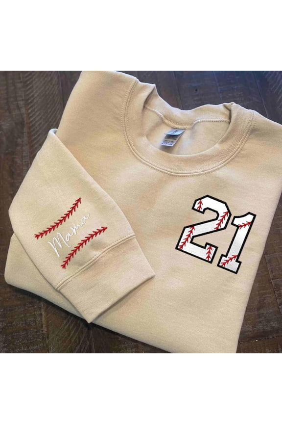 Custom Baseball, Softball Number Embroidery Sweatshirt, Personalized Player, Unisex Sweatshirt-LINHKHA
