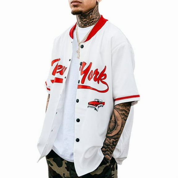 Custom Baseball Stitched/Printed Personanlized Button Down Shirts Sports Uniform for Men Youth White XXL