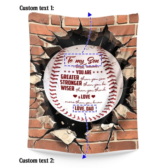 Custom Baseball Throw Blanket – Inspirational Gift for Son from Dad – Sports Themed Fleece Blanket for Birthday, Graduation, Christmas – Soft And Warm for Bed, Sofa or Couch