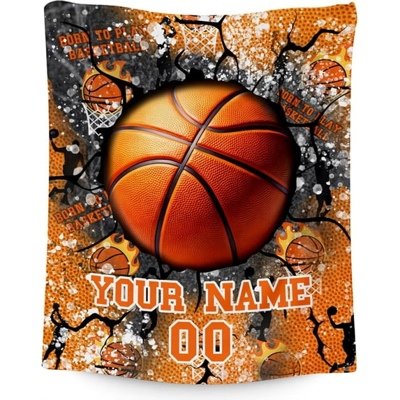 Custom Basketball Blanket - Soft, Fuzzy & Warm Sports Throw Blanket for Basketball Lovers - 50"x60" Kids Blanket for Couch, Bed - Basketball Gifts Accessories for Men Women