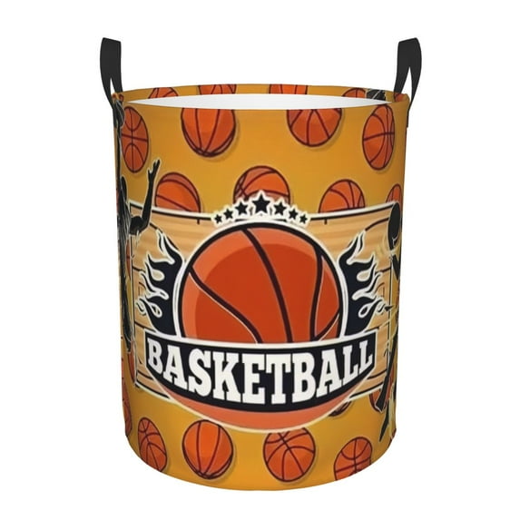 Custom Basketball Dots Round Laundry Hamper Large Clothes Storage Basket Physical culture Toy Bin Organizer for Kids