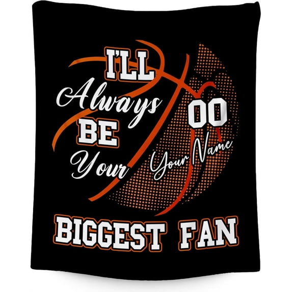 Custom Basketball Gifts - Lightweight, Soft & Plush Flannel Blanket for Boys Girls - 40"x50" Small Kids Blanket for Couch, Sofa - Black Sports Blanket for Basketball Players