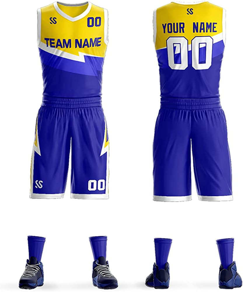 Custom Basketball Jersey Full Sublimation Uniforms Printed Name Number  Breathable School Team Clothes for Men/Youth
