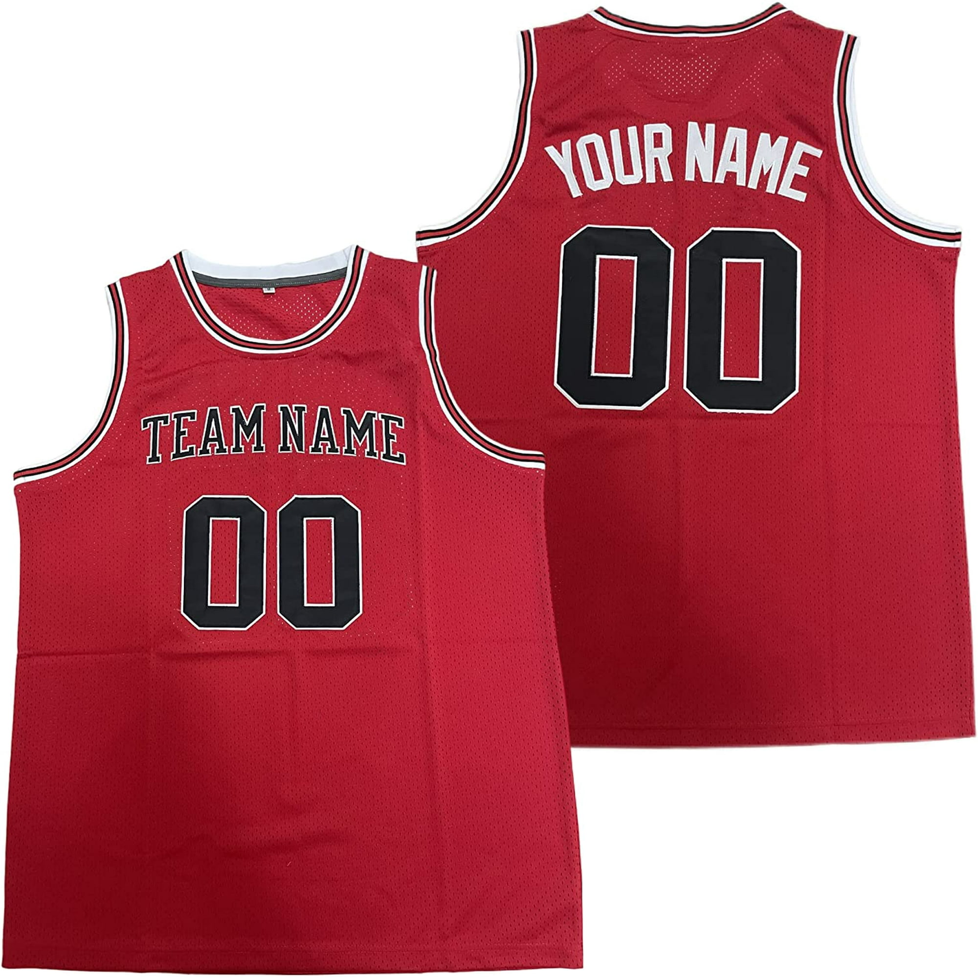 Your Team Men's Custom Stitched Basketball Jersey Stitched Top Tank Breathable Shirt Red 4XL