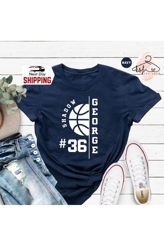 Custom Basketball Team TShirt Basketball Player Name Tee